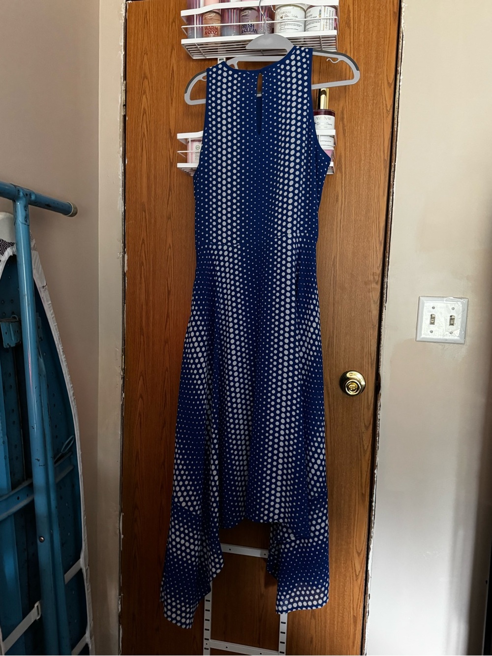 Michael Kors Navy Dress with Coral Polka Dots